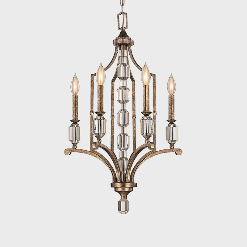 Roest Kandelaar Kroonluchter Verlichting Rustiek Kristal 4 Lichten Woonkamer Hanglamp Clearhalo