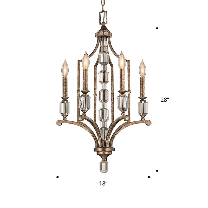 Roest Kandelaar Kroonluchter Verlichting Rustiek Kristal 4 Lichten Woonkamer Hanglamp Clearhalo