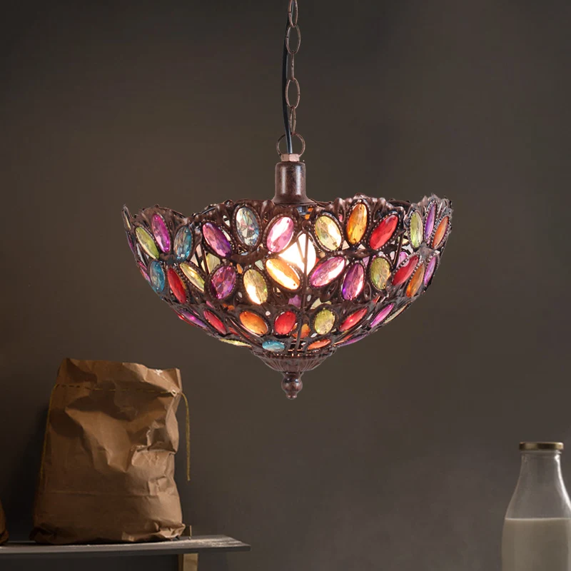 Roest Komvorm Hanglamp Boheems Metaal 1 Lamp Restaurant Hanglamp Clearhalo