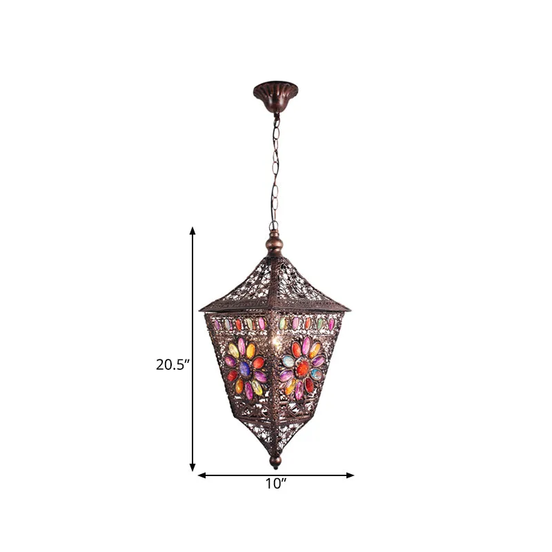Roest Lantaarn Hanglamp Kit Traditioneel Metaal 1 Kop Restaurant Ophangverlichting Clearhalo