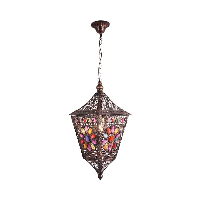 Roest Lantaarn Hanglamp Kit Traditioneel Metaal 1 Kop Restaurant Ophangverlichting Clearhalo