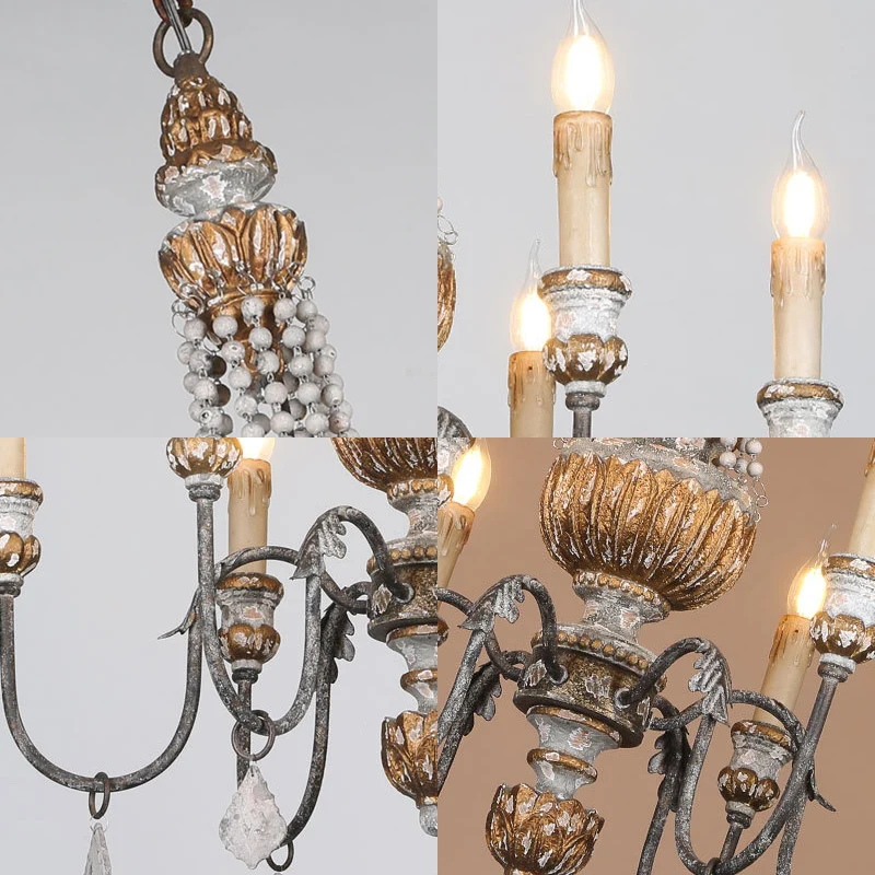 Roest Sputnik kroonluchterlamp Retro 6-kops metalen plafondhanglamp met platte druppel voor woonkamer Clearhalo