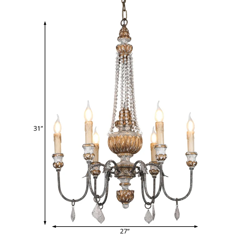 Roest Sputnik kroonluchterlamp Retro 6-kops metalen plafondhanglamp met platte druppel voor woonkamer Clearhalo