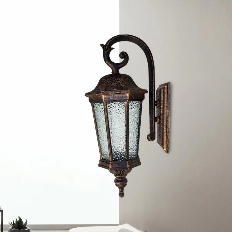 Roest Steranijs Wandlamp Lodges Waterglas 1-lichts buitenwandlamp met tijgerstreepdesign Clearhalo
