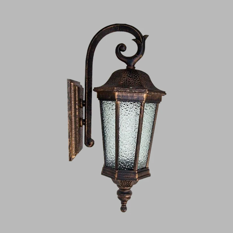 Roest Steranijs Wandlamp Lodges Waterglas 1-lichts buitenwandlamp met tijgerstreepdesign Clearhalo