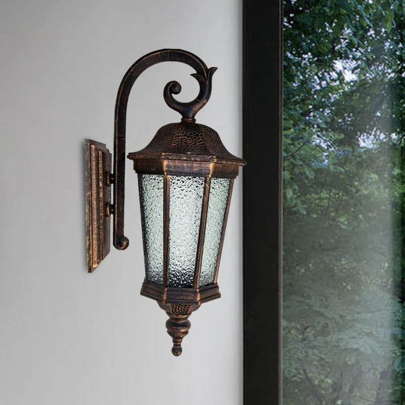 Roest Steranijs Wandlamp Lodges Waterglas 1-lichts buitenwandlamp met tijgerstreepdesign Clearhalo