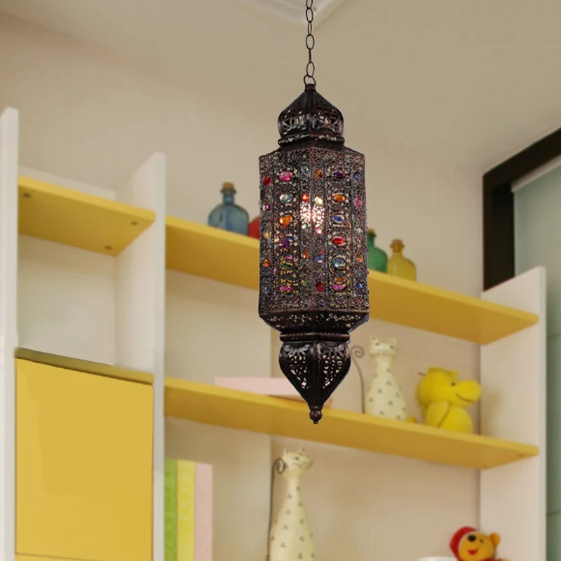 Roestcilinder ophangverlichting Traditionele metalen hanglamp met 1 kop woonkamer Clearhalo
