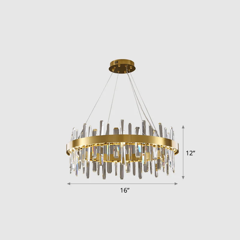 Roestvrijstalen lusvormige hanglamp Postmoderne LED-kroonluchter met gouden afwerking en kristallen ijspegels Clearhalo
