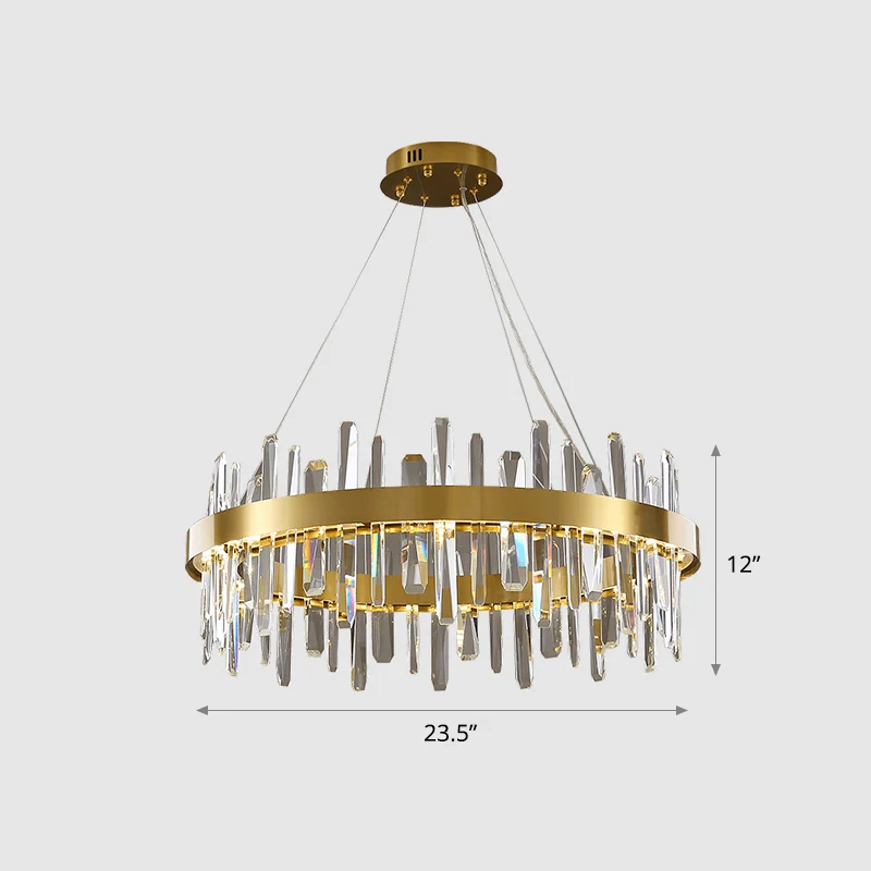 Roestvrijstalen lusvormige hanglamp Postmoderne LED-kroonluchter met gouden afwerking en kristallen ijspegels Clearhalo