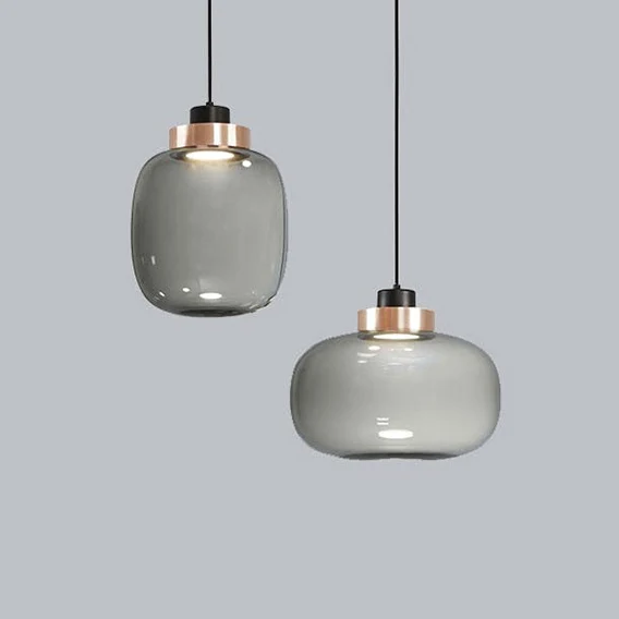 Rokerige Drum/Cilindrische Ophanging Hangende Post Moderne 7"/8.5" Brede Led Glazen Hanglamp Kit Wit/Warm Licht Clearhalo