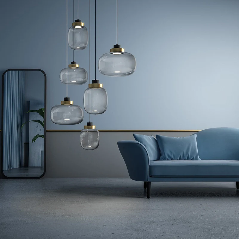 Rokerige Drum/Cilindrische Ophanging Hangende Post Moderne 7"/8.5" Brede Led Glazen Hanglamp Kit Wit/Warm Licht Clearhalo