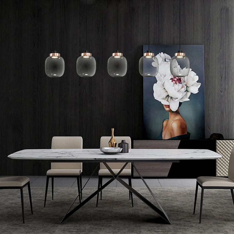 Rokerige Drum/Cilindrische Ophanging Hangende Post Moderne 7"/8.5" Brede Led Glazen Hanglamp Kit Wit/Warm Licht Clearhalo