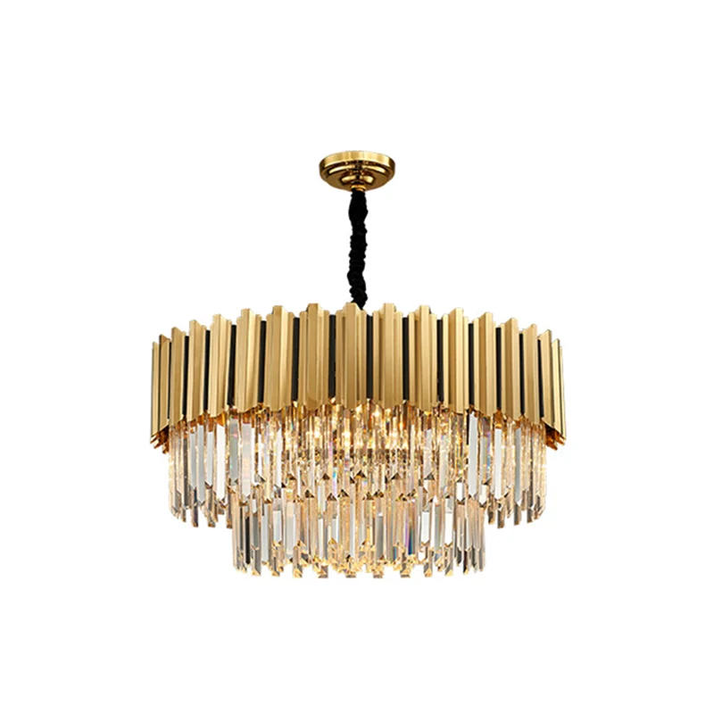 Rond gevormde tri-prisma kristallen kroonluchter hanglamp postmoderne gouden hanglamp Clearhalo