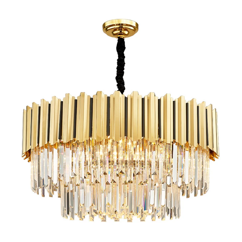 Rond gevormde tri-prisma kristallen kroonluchter hanglamp postmoderne gouden hanglamp Clearhalo