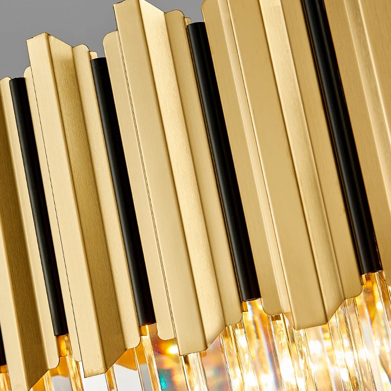 Rond gevormde tri-prisma kristallen kroonluchter hanglamp postmoderne gouden hanglamp Clearhalo