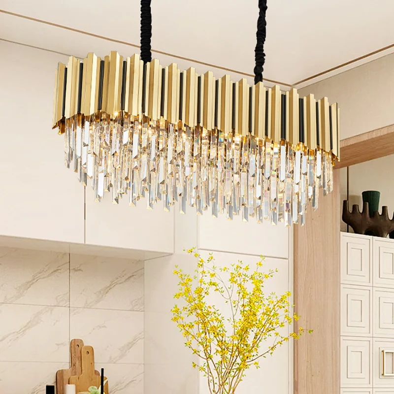 Rond gevormde tri-prisma kristallen kroonluchter hanglamp postmoderne gouden hanglamp Clearhalo