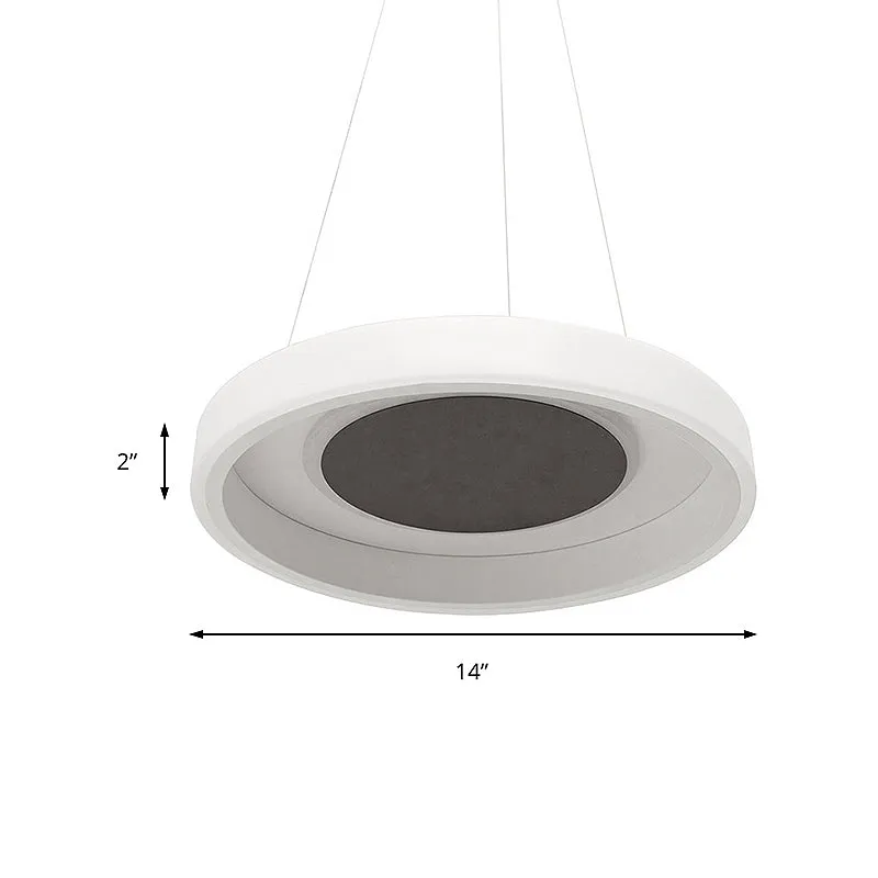 Ronde acryl hanglamp moderne 14"/19,5" brede led witte hangende plafondlamp wit/warm/natuurlijk licht Clearhalo