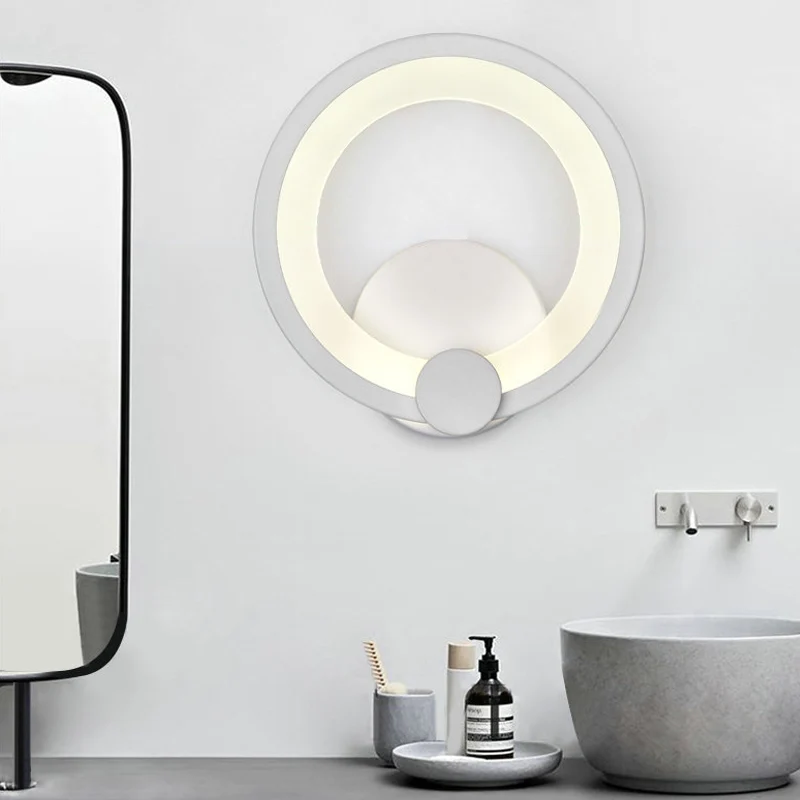 Ronde acryl schans licht modernisme LED 7,5"/10" dia witte wandlamp warm/wit licht Clearhalo