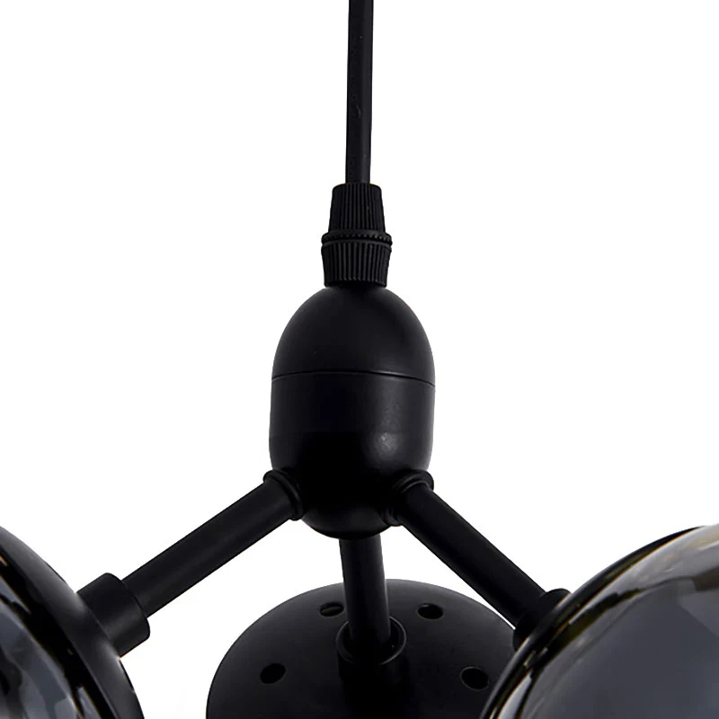 Ronde clusterverlichting van helder glas met lineair ontwerp Moderne hangende plafondlamp met meerdere lampen zwart Clearhalo