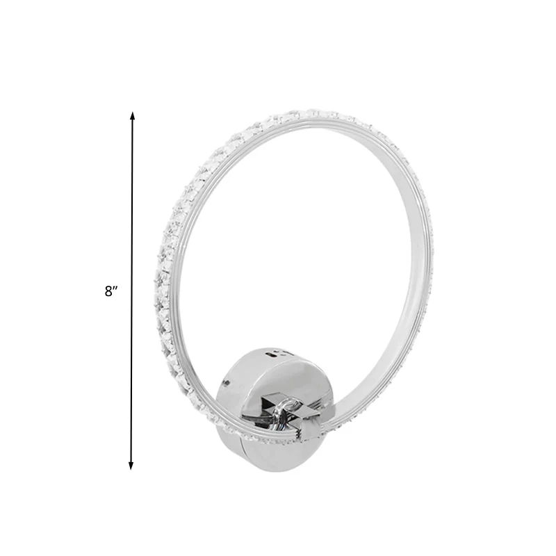 Ronde doorschijnende kristallen schans licht modernisme LED chroom wandverlichting armatuur, 6"/8"/10" H Clearhalo