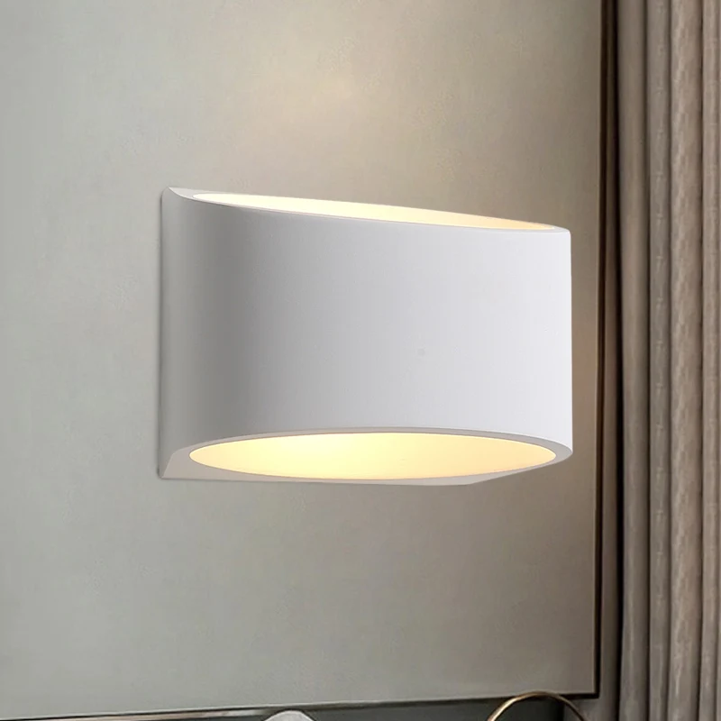 Ronde gips LED-sconce lichtarmatuur minimalisme 1 licht witte wandmontage lamp voor gang Clearhalo