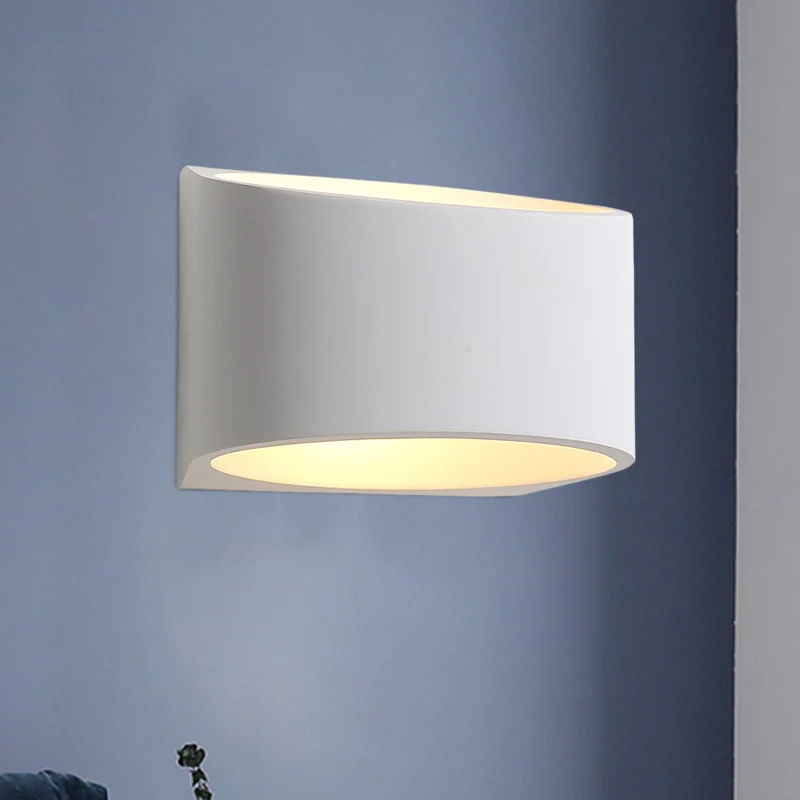 Ronde gips LED-sconce lichtarmatuur minimalisme 1 licht witte wandmontage lamp voor gang Clearhalo