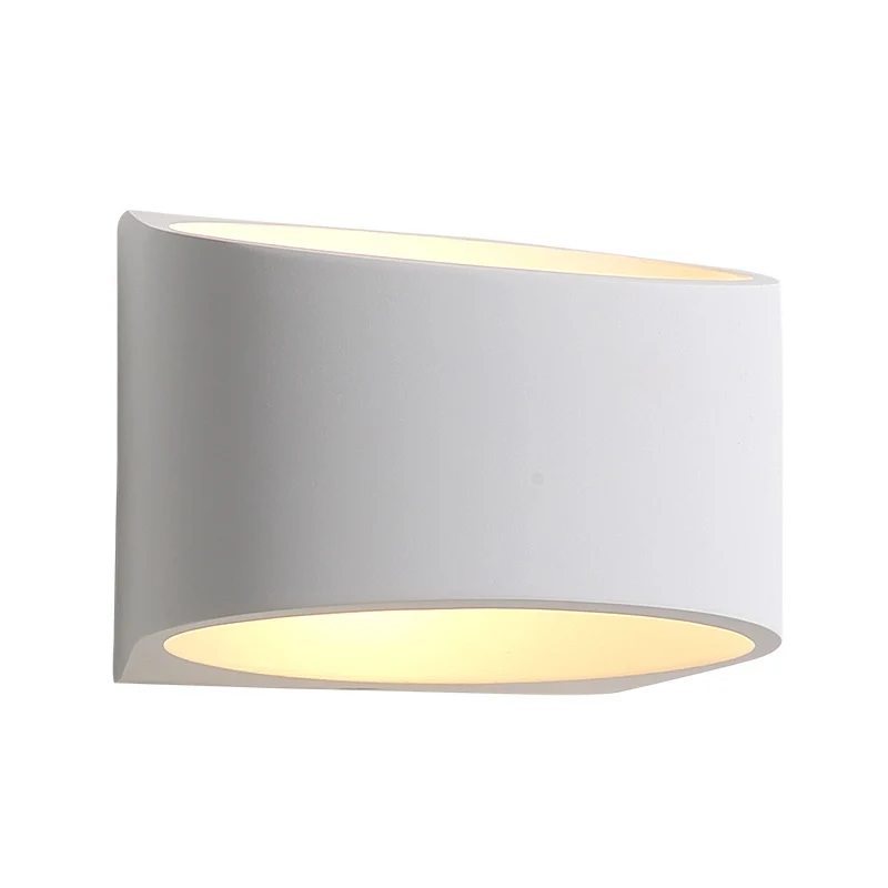 Ronde gips LED-sconce lichtarmatuur minimalisme 1 licht witte wandmontage lamp voor gang Clearhalo