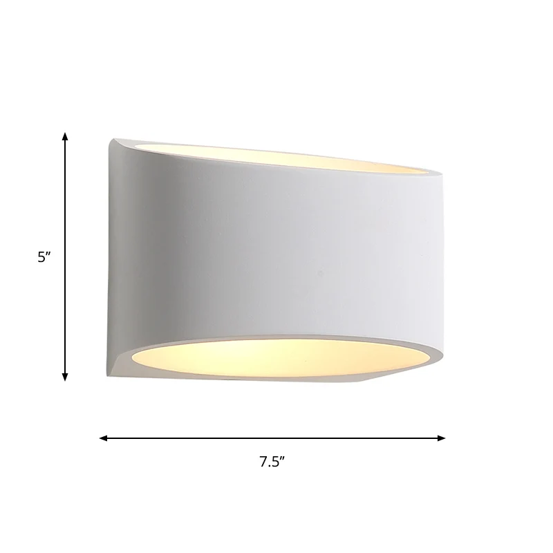 Ronde gips LED-sconce lichtarmatuur minimalisme 1 licht witte wandmontage lamp voor gang Clearhalo
