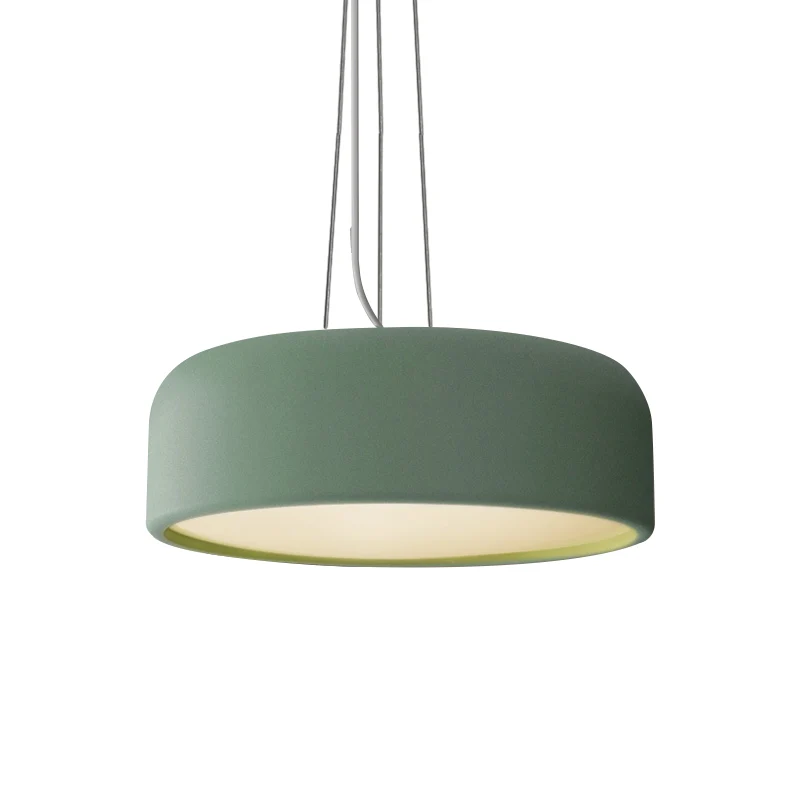 Ronde hangende aluminium hanglamp Macaron, groen/wit/blauw structuurplafondlamp met enkele lamp boven tafel Clearhalo