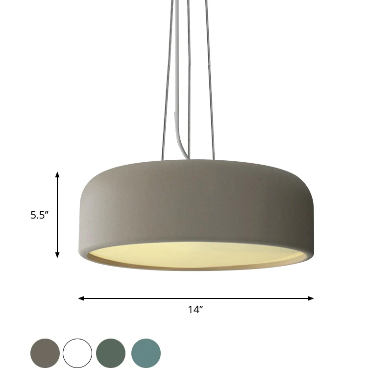 Ronde hangende aluminium hanglamp Macaron, groen/wit/blauw structuurplafondlamp met enkele lamp boven tafel Clearhalo