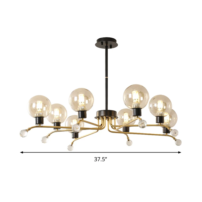 Ronde hangende kroonluchter eigentijds cognacglas 8 lampen woonkamer plafond hanglamp Clearhalo