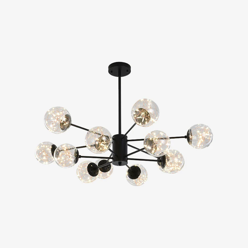 Ronde hangende kroonluchter Minimale sterrenhemel LED-glazen hanglamp met radiaal ontwerp Clearhalo