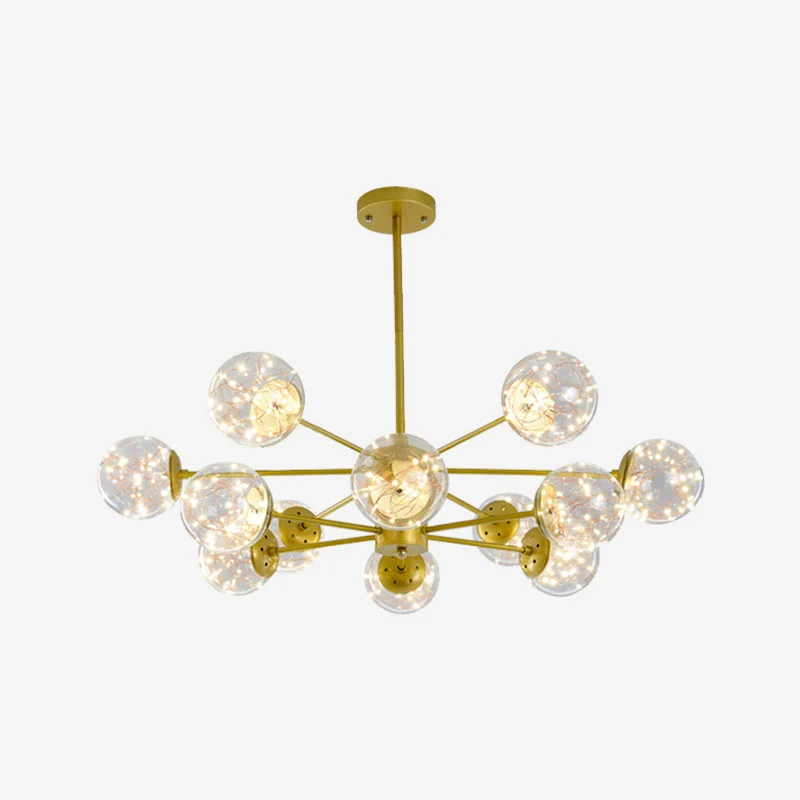 Ronde hangende kroonluchter Minimale sterrenhemel LED-glazen hanglamp met radiaal ontwerp Clearhalo