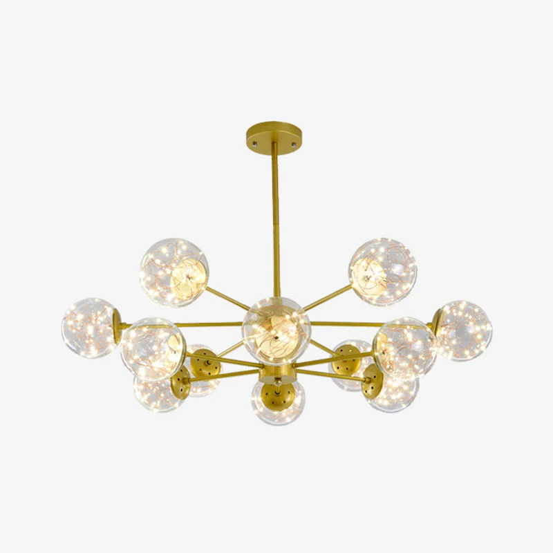 Ronde hangende kroonluchter Minimale sterrenhemel LED-glazen hanglamp met radiaal ontwerp Clearhalo