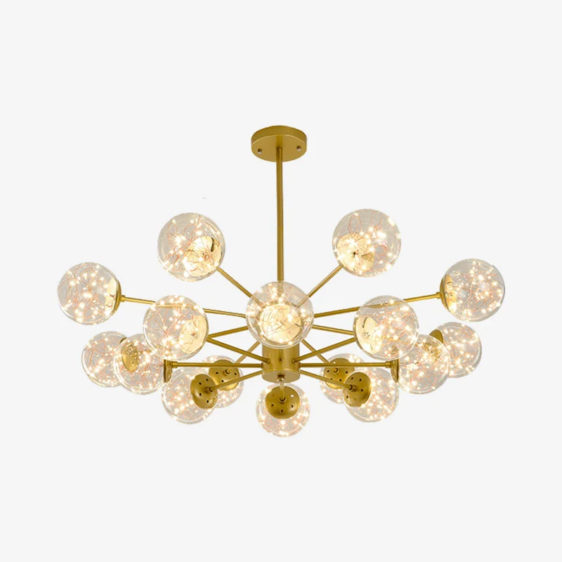 Ronde hangende kroonluchter Minimale sterrenhemel LED-glazen hanglamp met radiaal ontwerp Clearhalo
