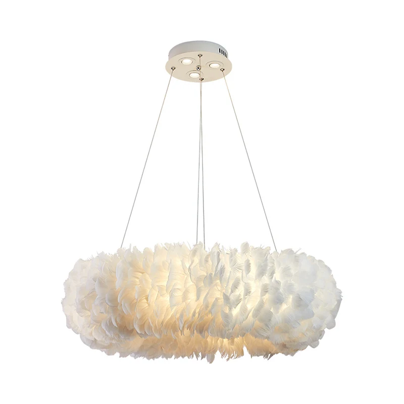Ronde hanglamp met veerophanging Eenvoudig 19,5"/27,5"/31,5" breed 8 lampen Witte hanglamp Clearhalo
