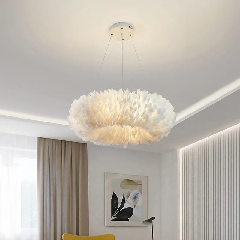 Ronde hanglamp met veerophanging Eenvoudig 19,5"/27,5"/31,5" breed 8 lampen Witte hanglamp Clearhalo