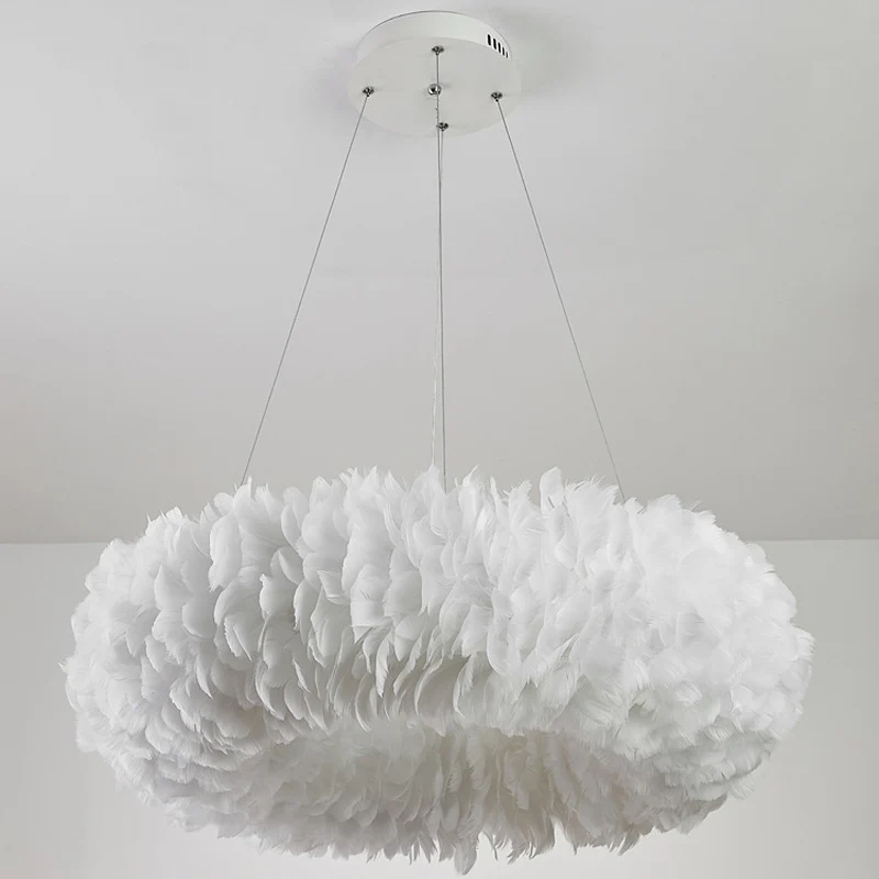 Ronde hanglamp met veerophanging Eenvoudig 19,5"/27,5"/31,5" breed 8 lampen Witte hanglamp Clearhalo