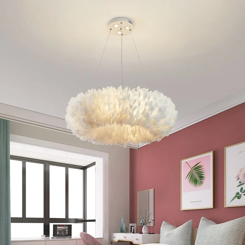 Ronde hanglamp met veerophanging Eenvoudig 19,5"/27,5"/31,5" breed 8 lampen Witte hanglamp Clearhalo