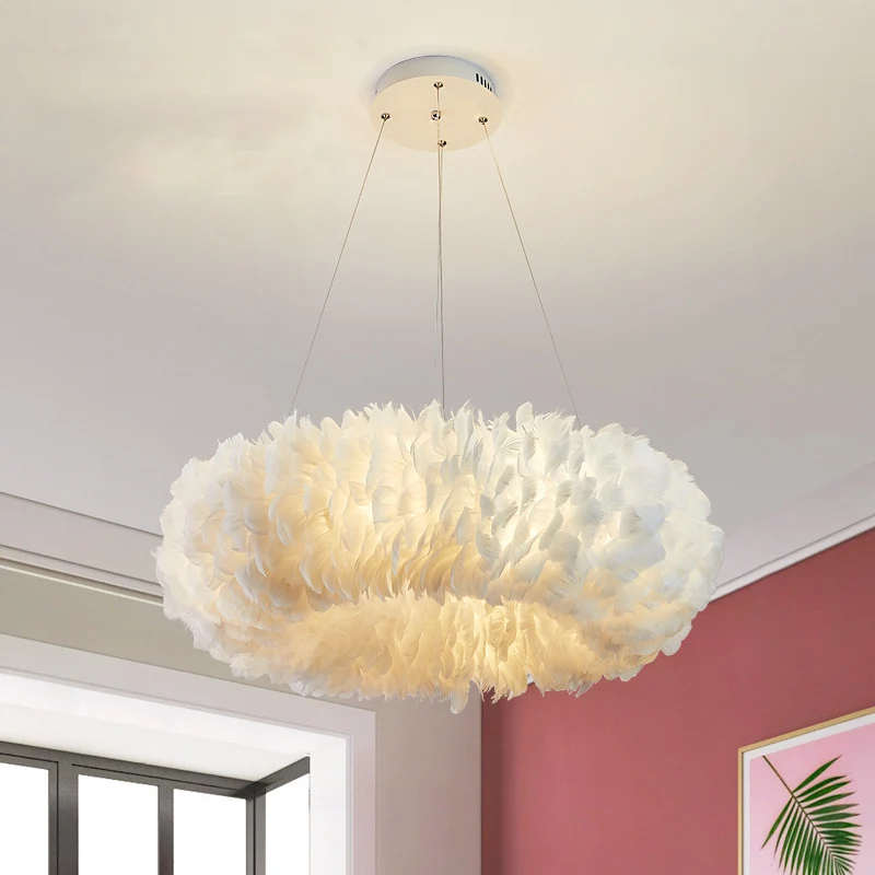 Ronde hanglamp met veerophanging Eenvoudig 19,5"/27,5"/31,5" breed 8 lampen Witte hanglamp Clearhalo