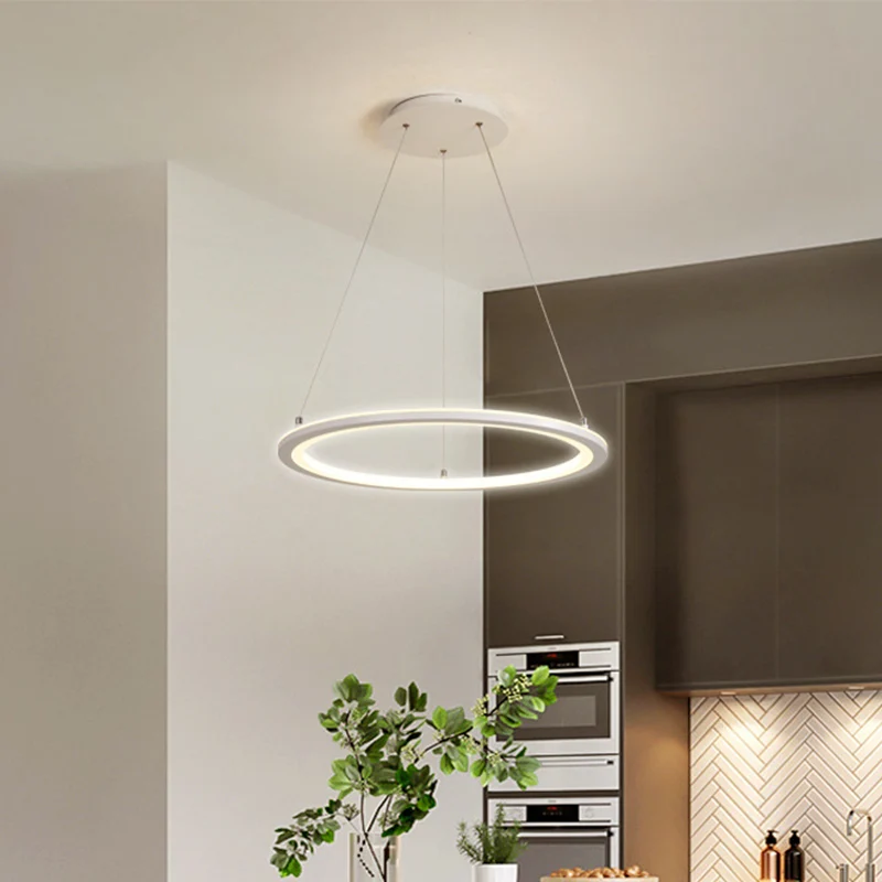 Ronde keukendinette hanglamp acryl minimalistische LED-kroonluchter wit, 16"/19,5"/31,5" breedte Clearhalo