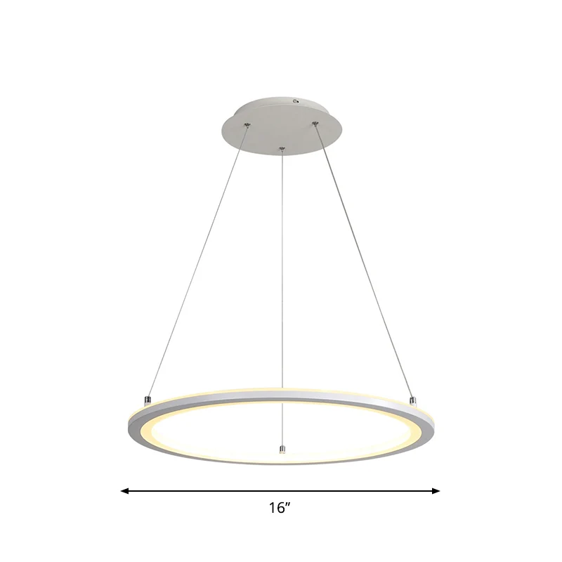 Ronde keukendinette hanglamp acryl minimalistische LED-kroonluchter wit, 16"/19,5"/31,5" breedte Clearhalo