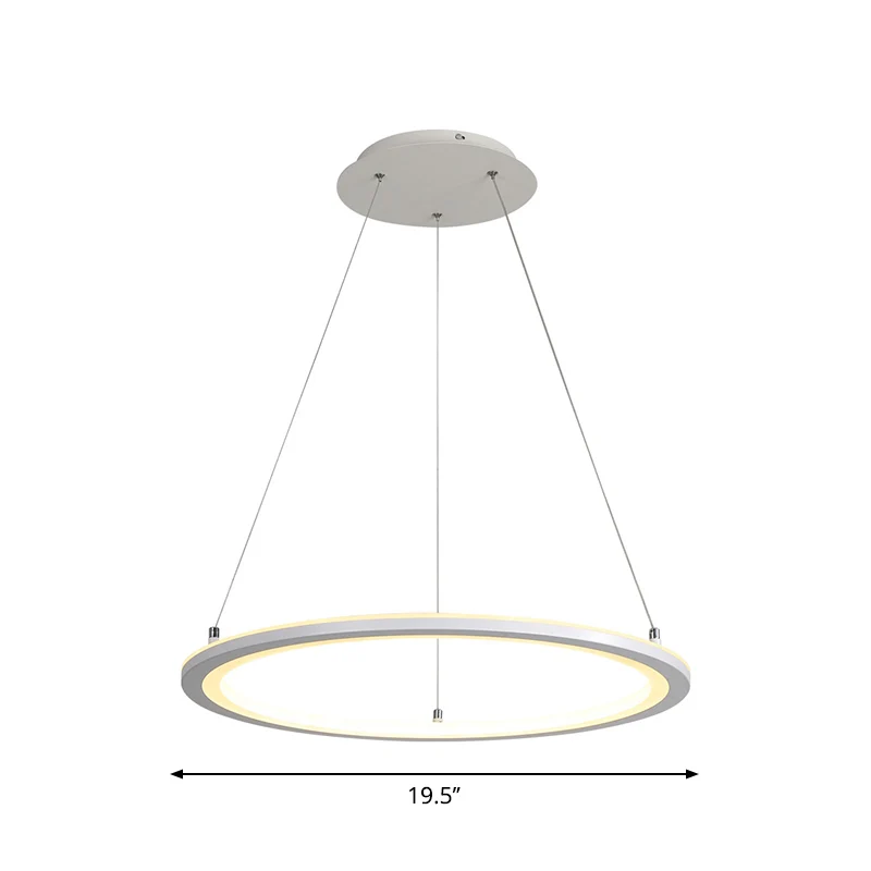 Ronde keukendinette hanglamp acryl minimalistische LED-kroonluchter wit, 16"/19,5"/31,5" breedte Clearhalo
