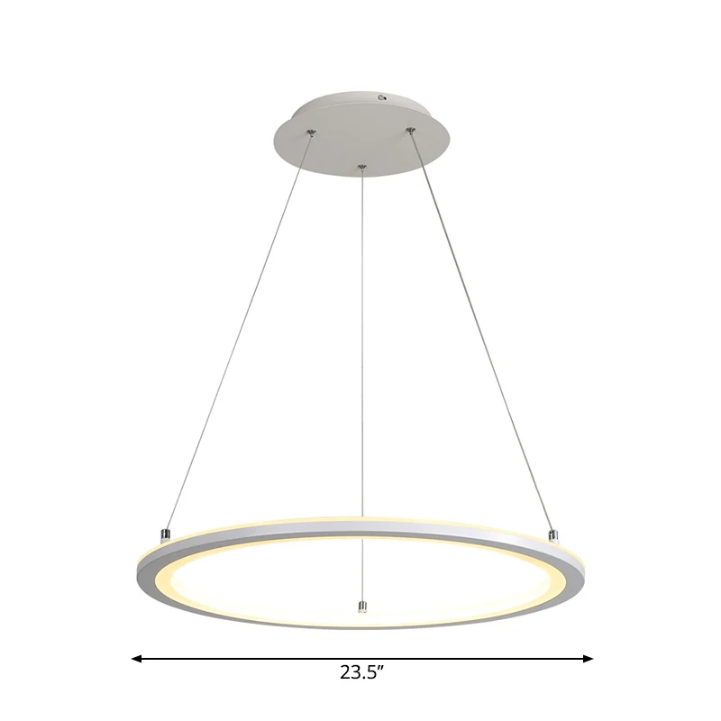 Ronde keukendinette hanglamp acryl minimalistische LED-kroonluchter wit, 16"/19,5"/31,5" breedte Clearhalo