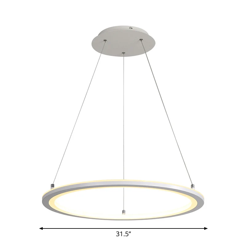Ronde keukendinette hanglamp acryl minimalistische LED-kroonluchter wit, 16"/19,5"/31,5" breedte Clearhalo