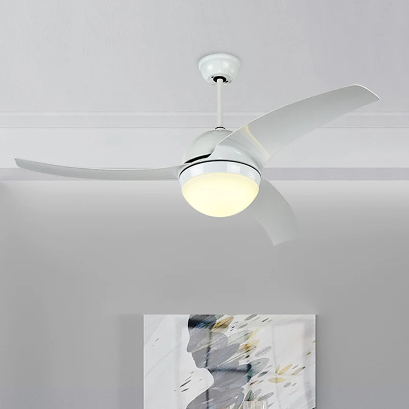 Ronde keukenplafondventilator verlichting acryl LED witte semi-inbouwlamp met 3 bladen, 52" W Clearhalo