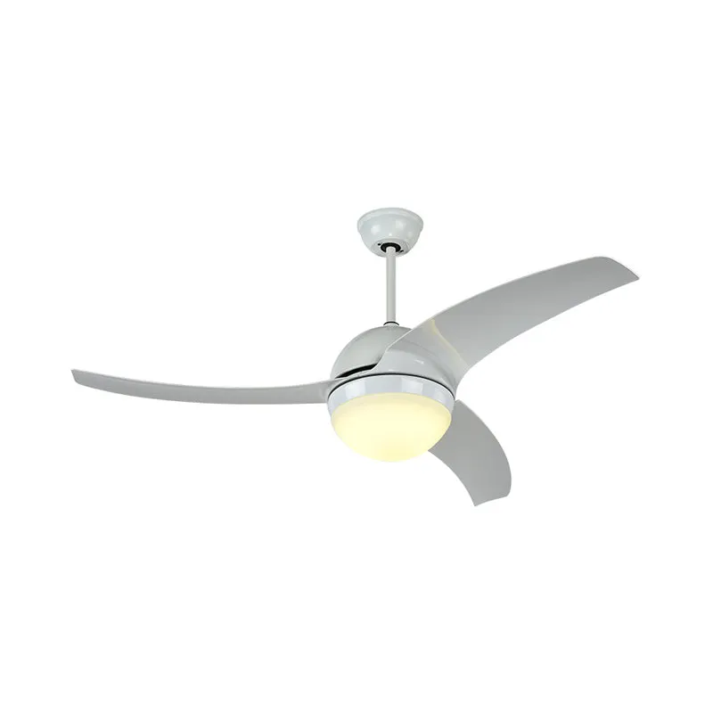 Ronde keukenplafondventilator verlichting acryl LED witte semi-inbouwlamp met 3 bladen, 52" W Clearhalo