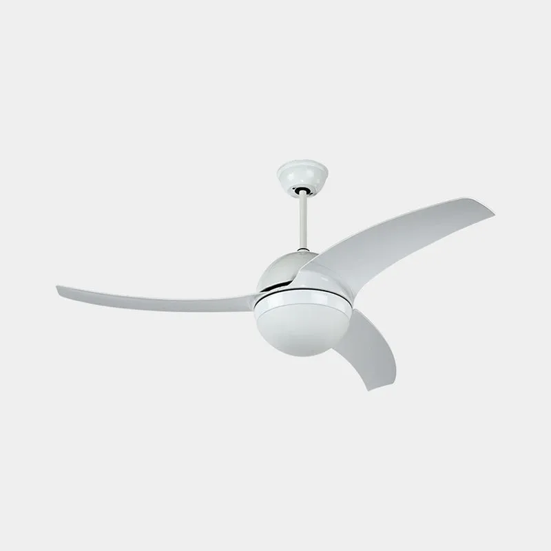 Ronde keukenplafondventilator verlichting acryl LED witte semi-inbouwlamp met 3 bladen, 52" W Clearhalo