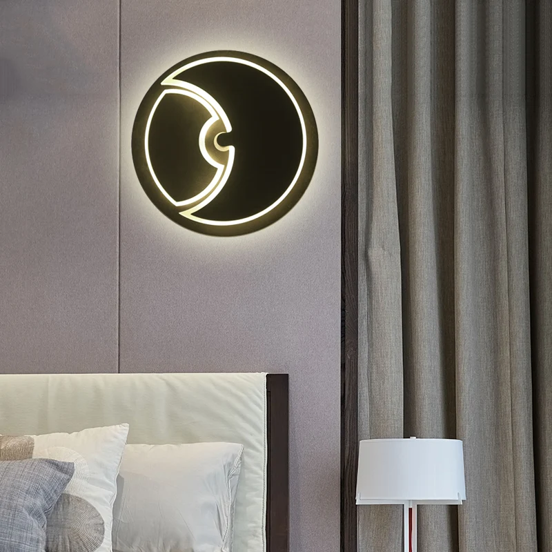 Ronde kinderkamerwandlamp met halvemaanvormige acryl moderne LED-wandkandelaar Clearhalo