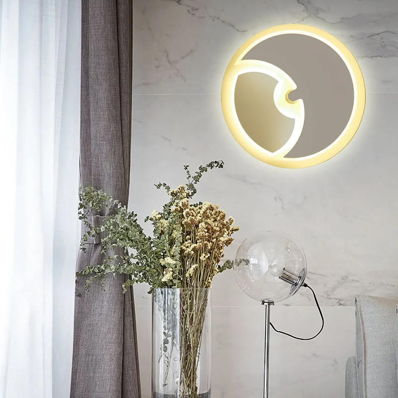 Ronde kinderkamerwandlamp met halvemaanvormige acryl moderne LED-wandkandelaar Clearhalo